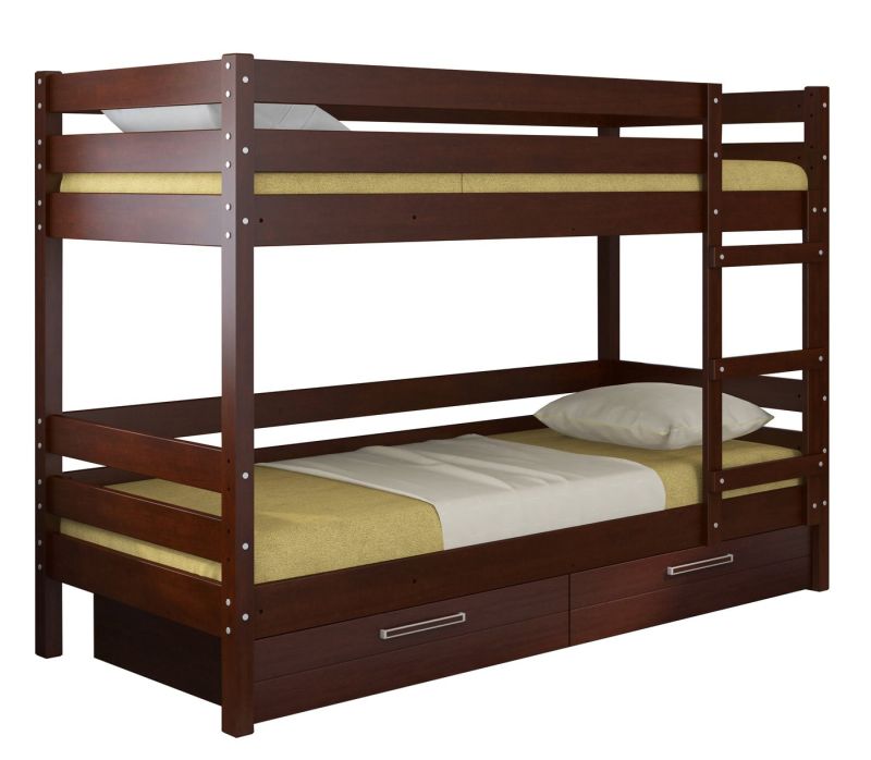 ДЖУНИОР Кровать двухъярусная (Орех) с 2 ящиками | увеличить фото 2 ДЖУНИОР Кровать двухъярусная (Орех) с 2 ящиками | фото 2