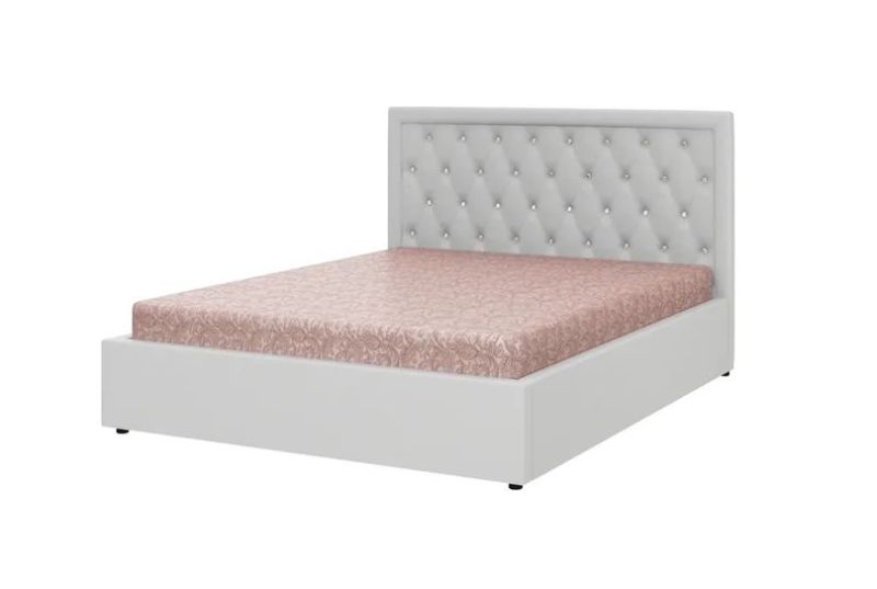 МАРТИНА Кровать 1600 (экокожа белая со стразами) | увеличить фото 1 МАРТИНА Кровать 1600 (экокожа белая со стразами) | фото 1